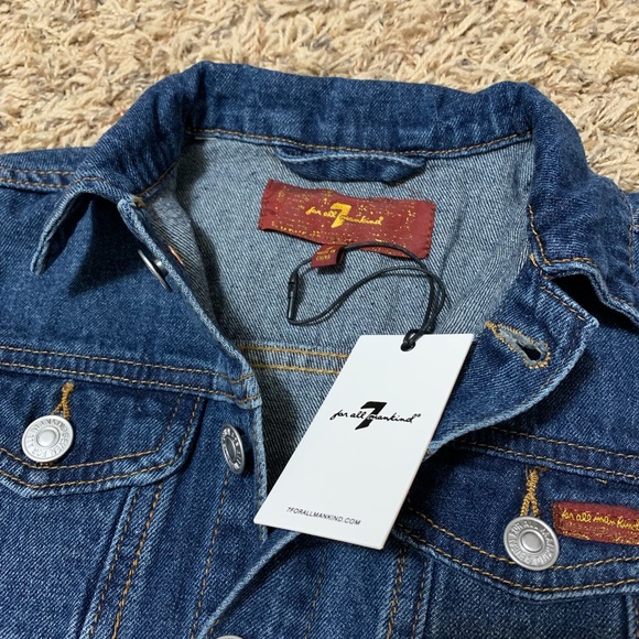 7 For All Man Kind Girls’ Denim with Sweater Sleeve Jacket - Picture 4 of 8